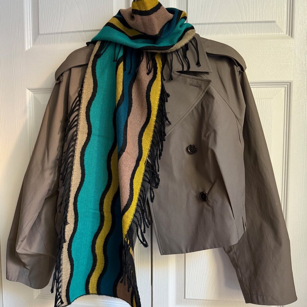 Multi-color fringe scarf